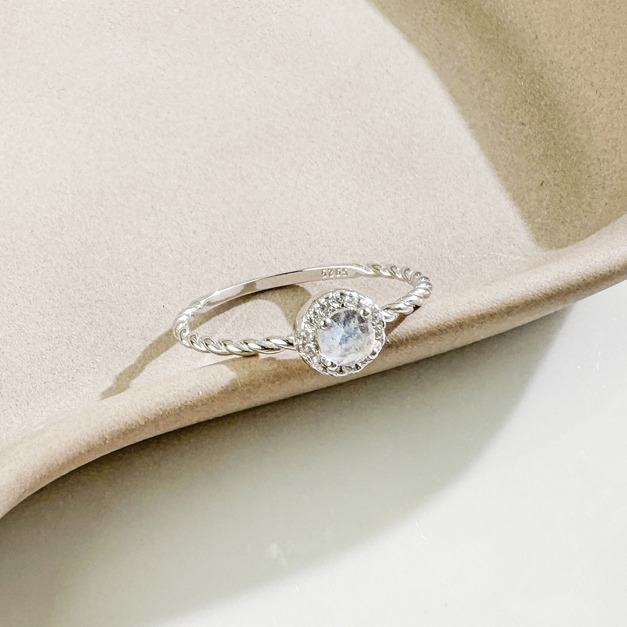 天然石│拉長石燦爛盛開 ‧ 純銀戒指