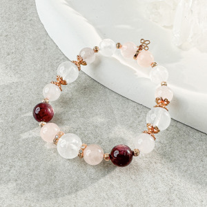 天然石│白幽靈 ‧ 粉水晶 ‧ 紫鋰雲母│紅粉佳人 ‧ 水晶手串