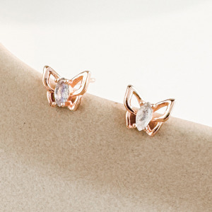 天然石│拉長石浪漫蝴蝶 ‧ 純銀耳環