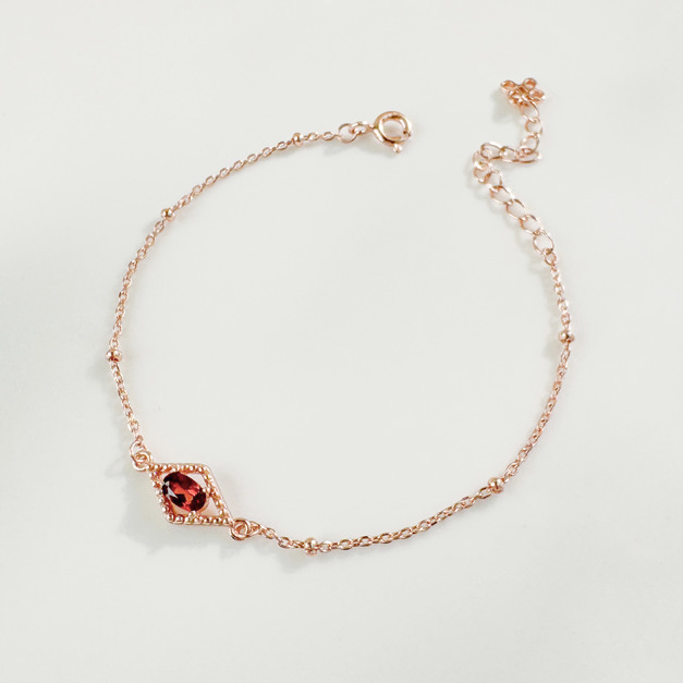 天然石│石榴石璀璨之光 ‧ 純銀手鍊