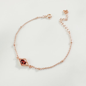 天然石│石榴石璀璨之光 ‧ 純銀手鍊