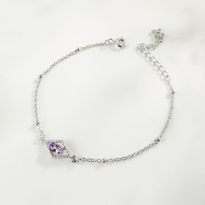 天然石│紫水晶璀璨之光 ‧ 純銀手鍊
