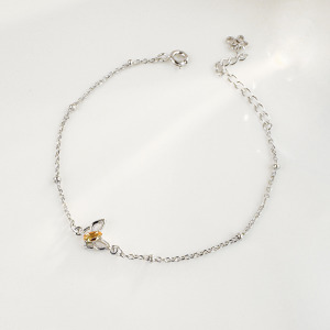 天然石│黃水晶浪漫蝴蝶 ‧ 純銀手鍊
