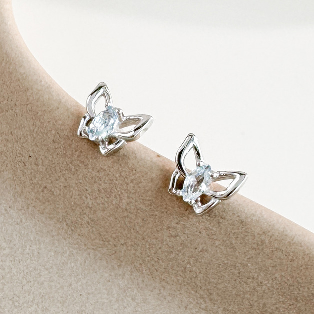 天然石│托帕石浪漫蝴蝶 ‧ 純銀耳環