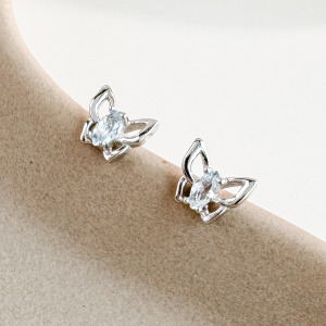 天然石│托帕石浪漫蝴蝶 ‧ 純銀耳環