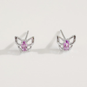 天然石│紫水晶浪漫蝴蝶 ‧ 純銀耳環