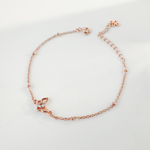 天然石│托帕石浪漫蝴蝶 ‧ 純銀手鍊 (玫)