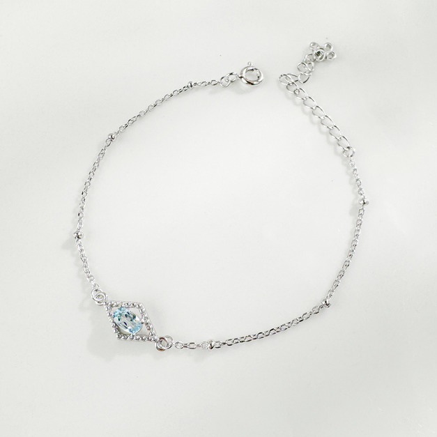 天然石│托帕石璀璨之光 ‧ 純銀手鍊