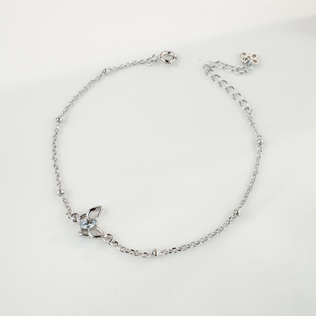 天然石│托帕石浪漫蝴蝶 ‧ 純銀手鍊 (銀)