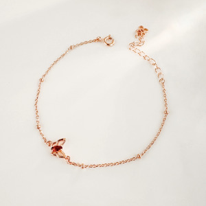 天然石│石榴石浪漫蝴蝶 ‧ 純銀手鍊