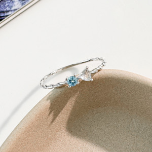 天然石│托帕石 ‧ 拉長石│拼湊對白 ‧ 純銀戒指