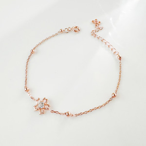 天然石│拉長石初戀櫻花 ‧ 純銀手鍊