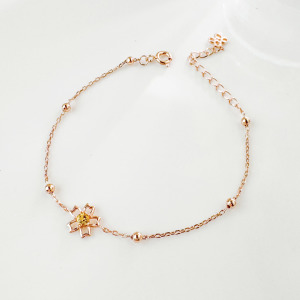 天然石│黃水晶初戀櫻花 ‧ 純銀手鍊