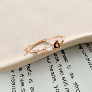 天然石│月光石 ‧ 茶水晶│拼湊對白 ‧ 純銀戒指