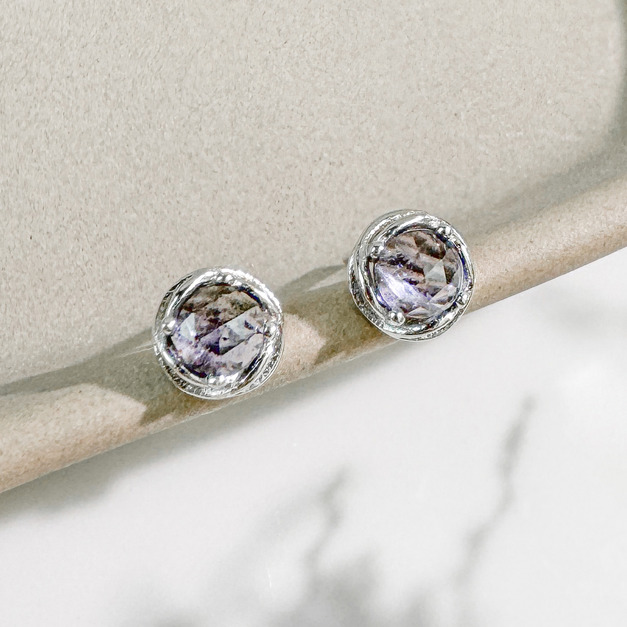 天然石│堇青石愛在盤旋 ‧ 純銀耳環