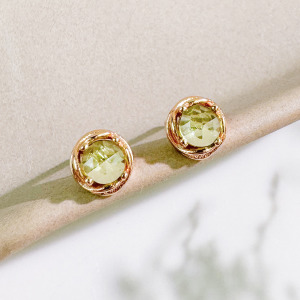 天然石│橄欖石愛在盤旋 ‧ 純銀耳環