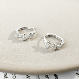 閃電鑽圈 ‧ 純銀耳環