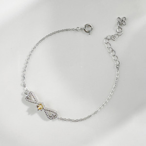 天然石│黃水晶心型蝴蝶結 ‧ 純銀手鍊