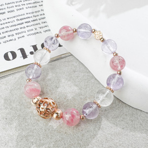 天然石│薔薇輝 ‧ 紫水晶 ‧ 白幽靈│緋粉境地 ‧ 水晶手串
