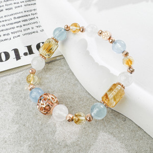 天然石│海藍寶 ‧ 黃水晶 ‧ 白幽靈│黃金海岸 ‧ 水晶手串
