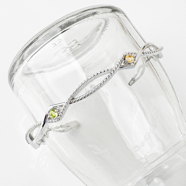 天然石│橄欖石 ‧ 黃水晶│幸福交織手環 ‧ 純銀手鍊