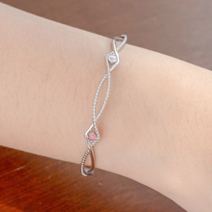 天然石│白水晶 ‧ 粉碧璽│幸福交織手環 ‧ 純銀手鍊