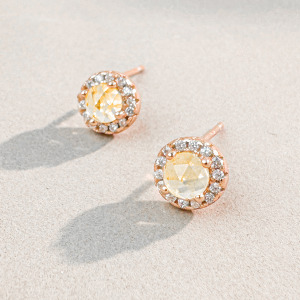 天然石│黃水晶燦爛盛開 ‧ 純銀耳環