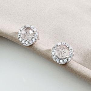 天然石│拉長石燦爛盛開 ‧ 純銀耳環