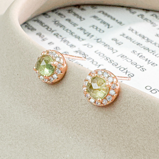 天然石│橄欖石燦爛盛開 ‧ 純銀耳環