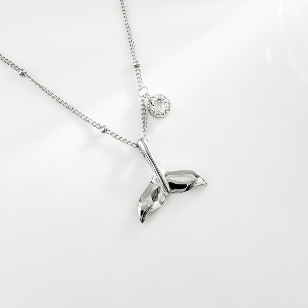 天然石│白水晶浪漫人魚 ‧ 純銀項鍊