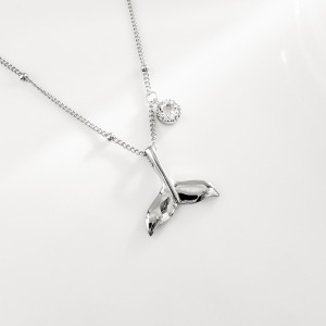 天然石│白水晶浪漫人魚 ‧ 純銀項鍊