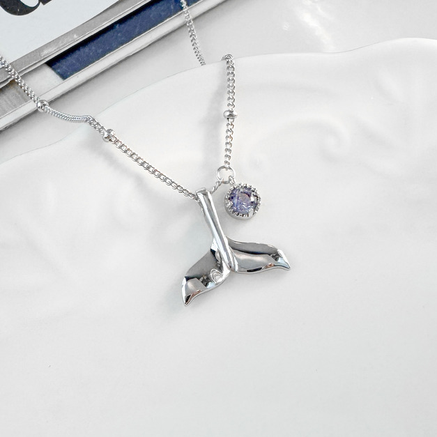 天然石│堇青石浪漫人魚 ‧ 純銀項鍊