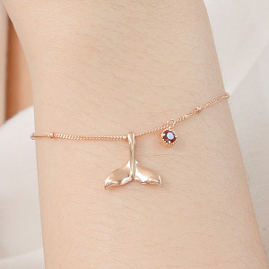 天然石│石榴石浪漫人魚 ‧ 純銀手鍊