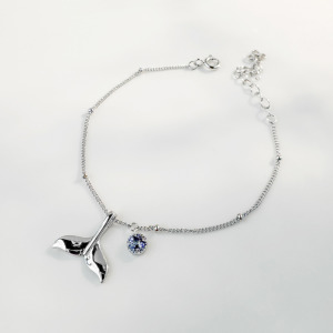 天然石│堇青石浪漫人魚 ‧ 純銀手鍊