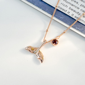 天然石│石榴石浪漫人魚 ‧ 純銀項鍊