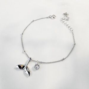 天然石│白水晶浪漫人魚 ‧ 純銀手鍊