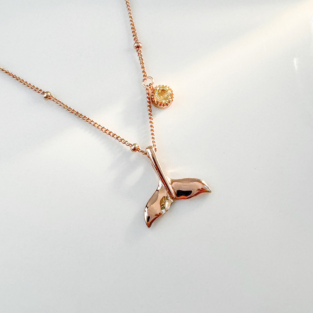 天然石│黃水晶浪漫人魚 ‧ 純銀項鍊