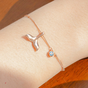 天然石│托帕石浪漫人魚 ‧ 純銀手鍊