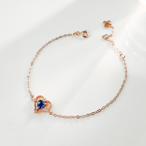 天然石│托帕石愛的信號 ‧ 純銀手鍊 (玫)