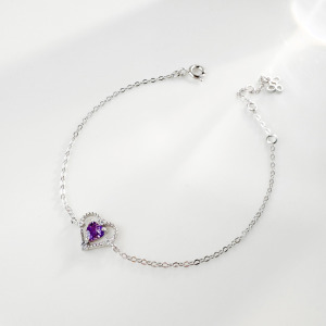 天然石│紫水晶愛的信號 ‧ 純銀手鍊