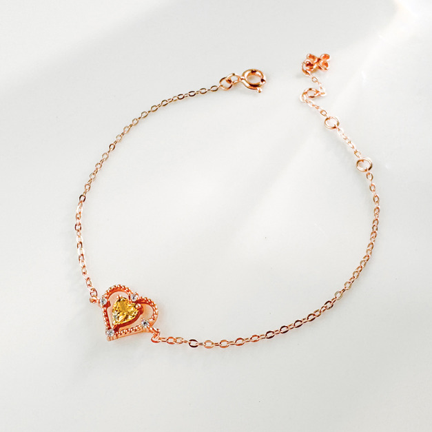 天然石│黃水晶愛的信號 ‧ 純銀手鍊