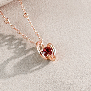 天然石│石榴石微光幸福 ‧ 純銀項鍊