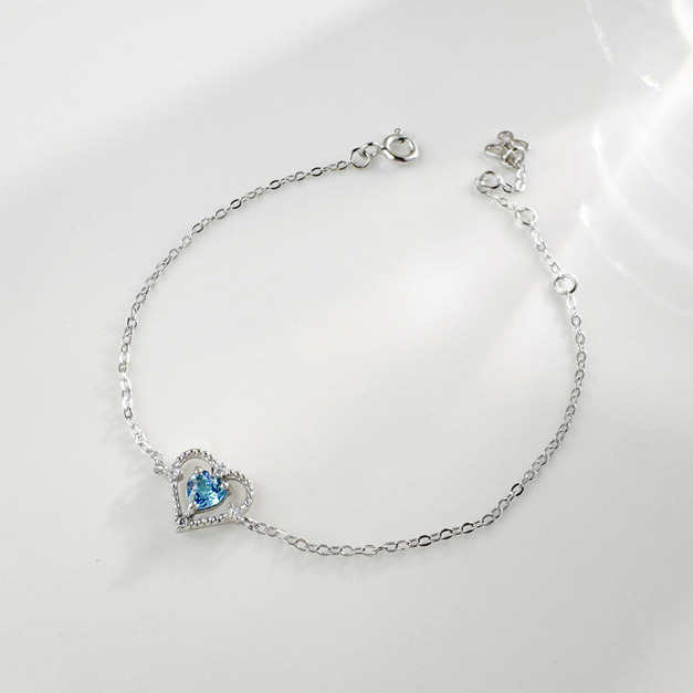 天然石│托帕石愛的信號 ‧ 純銀手鍊 (銀)