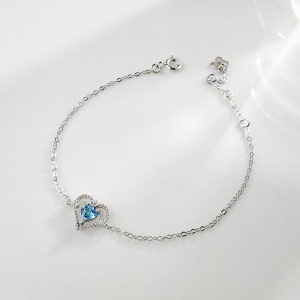 天然石│托帕石愛的信號 ‧ 純銀手鍊 (銀)