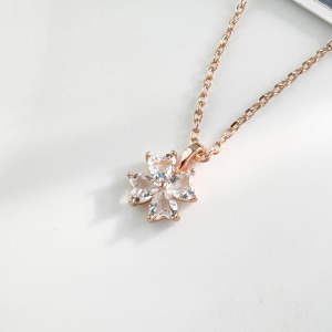 天然石│幸運草白水晶 ‧ 純銀項鍊