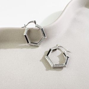 多邊形圈 ‧ 純銀耳環