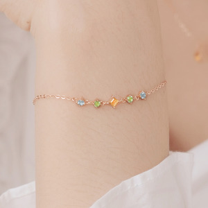 天然石│黃水晶 ‧ 橄欖石 ‧ 托帕石│美好時光 ‧ 純銀手鍊