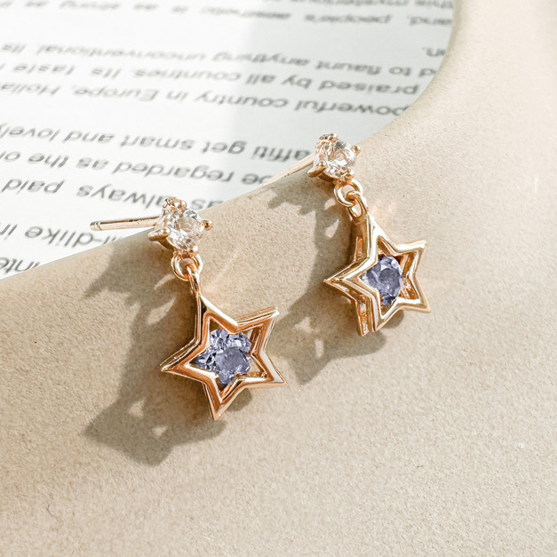 天然石│白水晶 ‧ 堇青石│星空舞曲 ‧ 純銀耳環