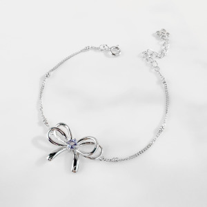 天然石│堇青石浪漫蝴蝶結 ‧ 純銀手鍊