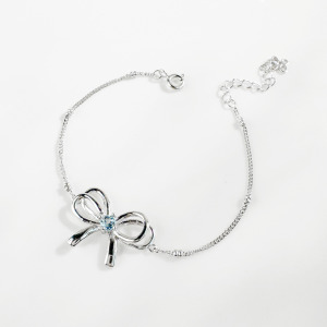 天然石│托帕石浪漫蝴蝶結 ‧ 純銀手鍊